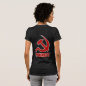 Frt及び背部の赤い及び灰色のクラシックなハンマー及び鎌 Tシャツ (裏面フル)