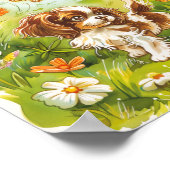 Frühlingserwachen: Ein Welpe unter Schmetterlingen ポスター (角)