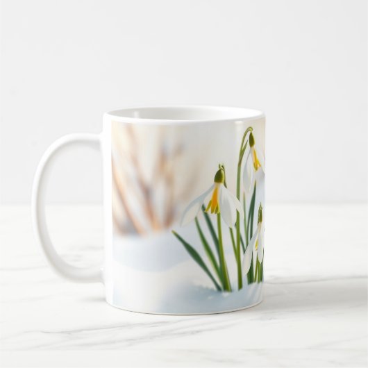 Frühlingserwachen Tasse Schneeglöckchen Krokusse コーヒーマグカップ (左)