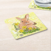 Frühlingshase   スクエアペーパーコースター (アングル)