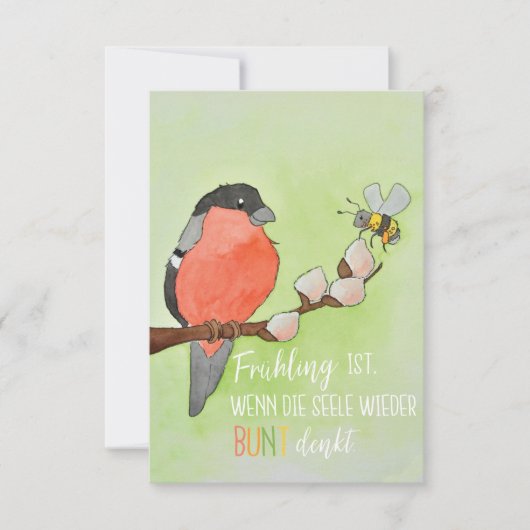 Frühlingskarte mit Vogel und Hummel (正面)