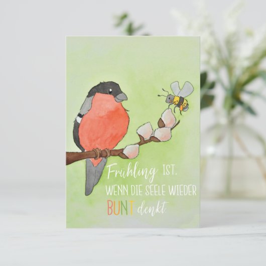 Frühlingskarte mit Vogel und Hummel (スタンド正面)