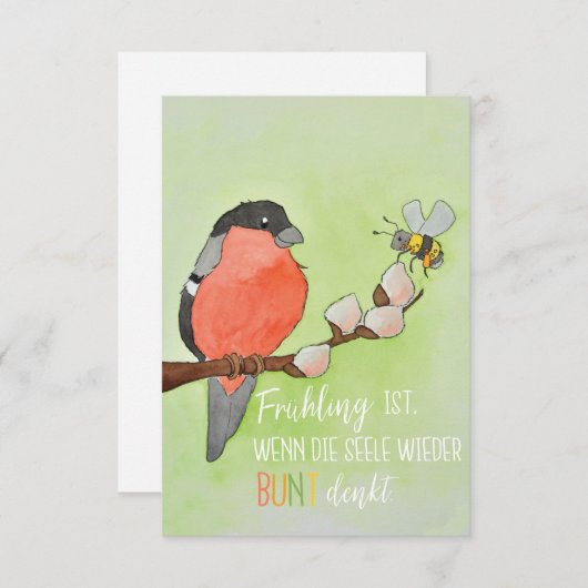 Frühlingskarte mit Vogel und Hummel (正面/裏面)