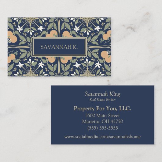 Fruit and Flowers Midnight Blue  名刺 (正面/裏面)