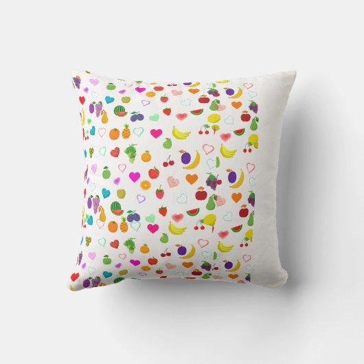 fruit and heart pattern Throw Pillow クッション (裏面)