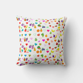 fruit and heart pattern Throw Pillow クッション