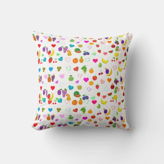 fruit and heart pattern Throw Pillow クッション (正面)