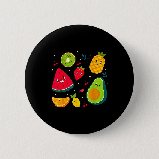 Fruit Costume Sweet Tea Fruit Salad Men Women Coup 缶バッジ (正面)