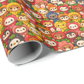 Fruit Friends Parade | Cute Animal Chibi ラッピングペーパー (ロールコーナー)