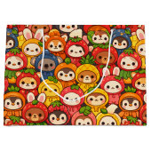 Fruit Friends Parade | Cute Animal Chibi ラージペーパーバッグ (正面)