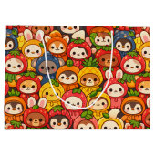 Fruit Friends Parade | Cute Animal Chibi ラージペーパーバッグ (裏面)