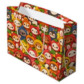 Fruit Friends Parade | Cute Animal Chibi ラージペーパーバッグ (裏面アングル)