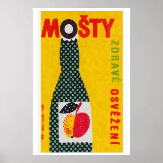 Fruit Juice Bottle - Matchbox Print - Czech Wall ポスター (正面)