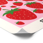 Fruit Market Pink Strawberries Food Art Abstract ポスター (角)