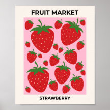 Fruit Market Pink Strawberries Food Art Abstract