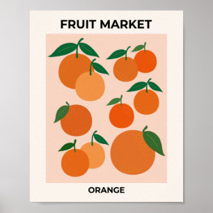 Fruit Market Print Oranges Vintage Fruit Art Decor ポスター