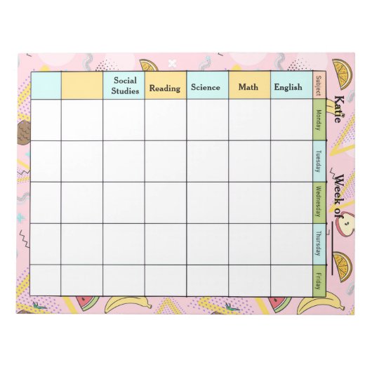 Fruit Memphis Pink Homework Assignment ノートパッド (正面)