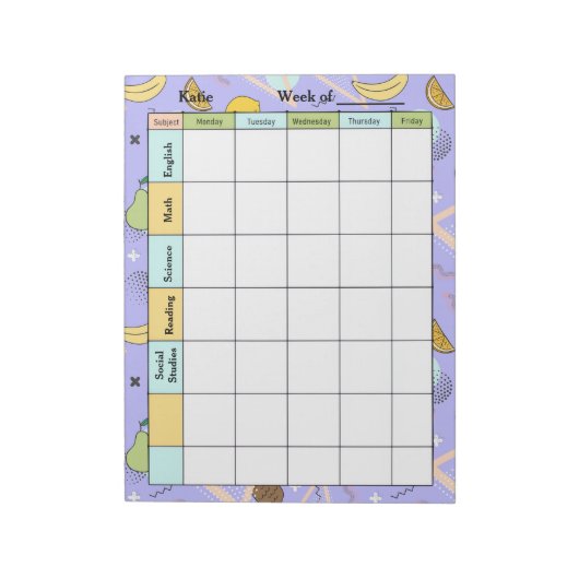 Fruit Memphis Purple Homework Assignment ノートパッド (回転)