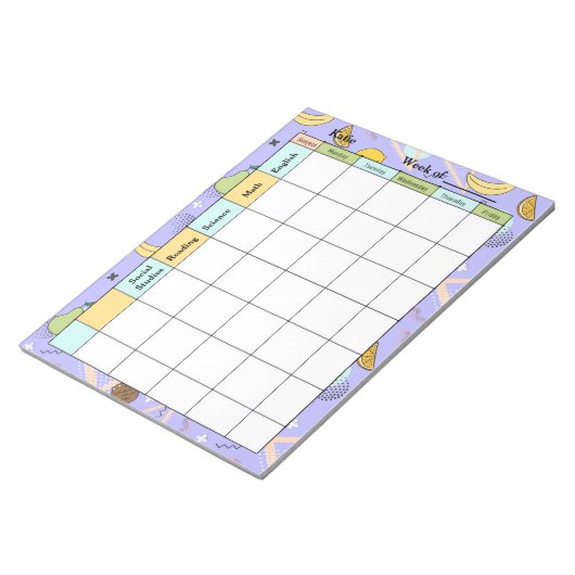 Fruit Memphis Purple Homework Assignment ノートパッド (アングル)