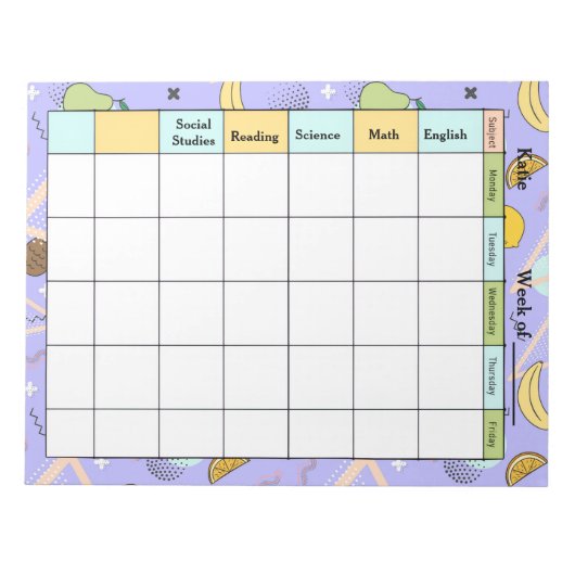 Fruit Memphis Purple Homework Assignment ノートパッド (正面)