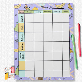 Fruit Memphis Purple Homework Assignment ノートパッド