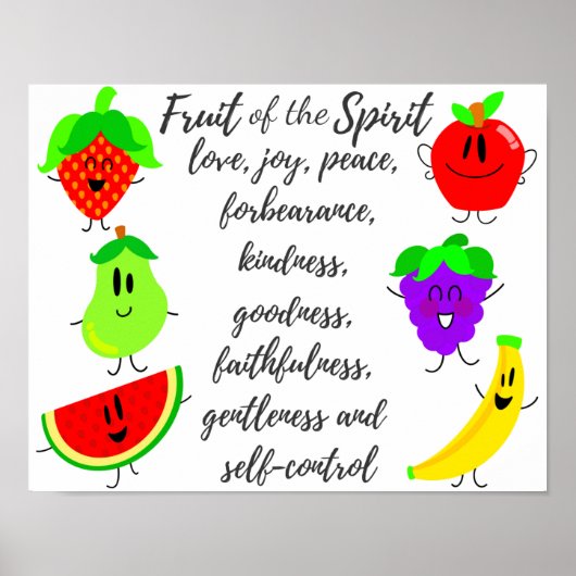 Fruit of the Spirit Kids Wall Artクリスチャンプリント ポスター (正面)