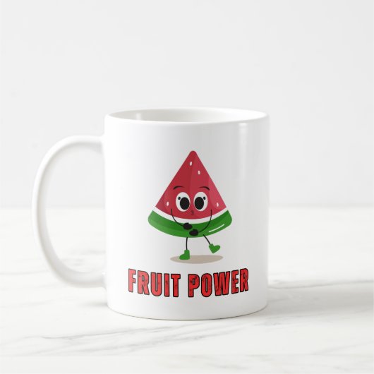 Fruit Power Cute Watermelon Character Design コーヒーマグカップ (左)