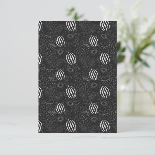 Fruit seamless pattern black and white Tropical カード (スタンド正面)