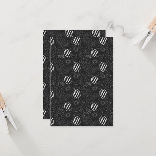 Fruit seamless pattern black and white Tropical カード (正面/裏面インサイチュ)