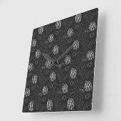 Fruit seamless pattern black and white Tropical スクエア壁時計 (傾斜)