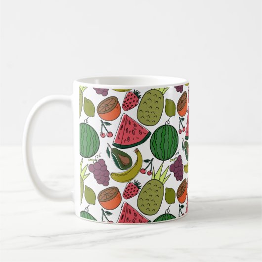 Fruit seamless pattern | Fruit surface pattern 15 コーヒーマグカップ (左)