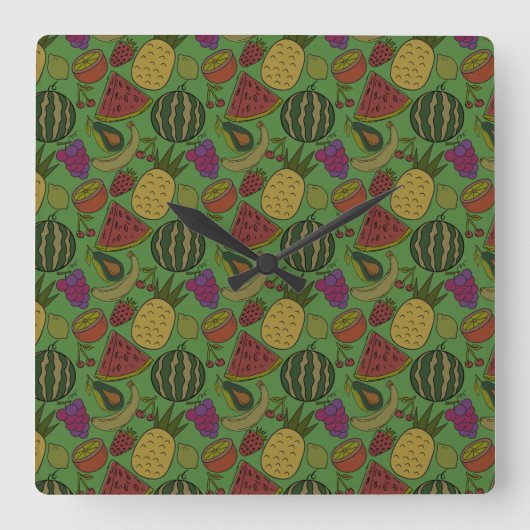 Fruit seamless pattern | Fruit surface pattern 19 スクエア壁時計 (正面)