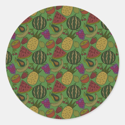 Fruit seamless pattern | Fruit surface pattern 19 ラウンドシール (正面)