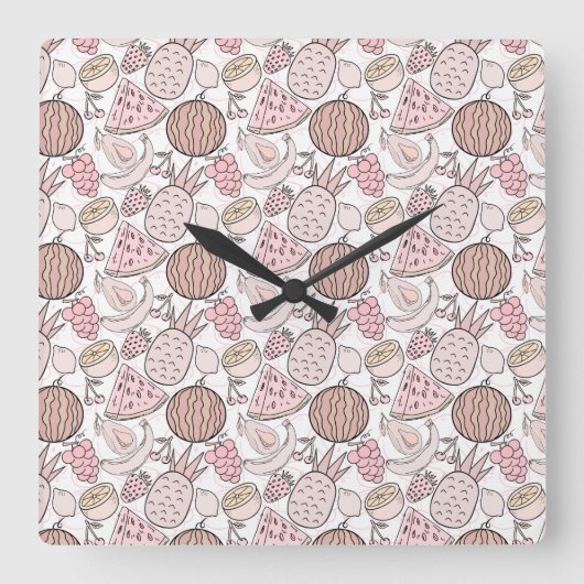 Fruit seamless pattern | Fruit surface pattern 1 スクエア壁時計 (正面)