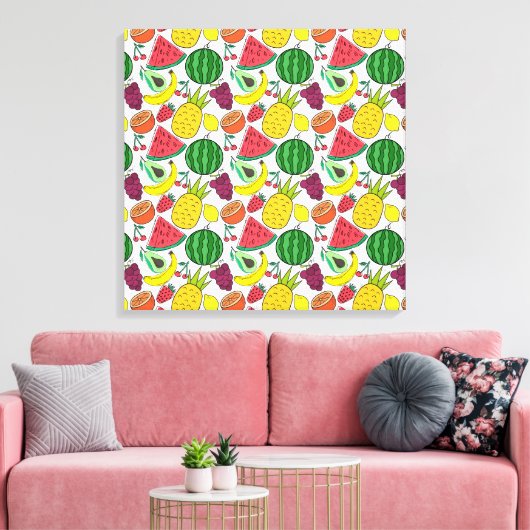 Fruit seamless pattern | Fruit surface pattern 22 キャンバスプリント (インサイチュ (リビング))