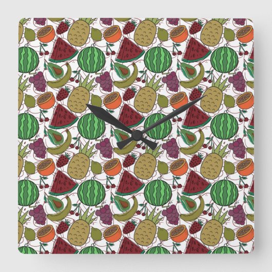 Fruit seamless pattern | Fruit surface pattern 25 スクエア壁時計 (正面)