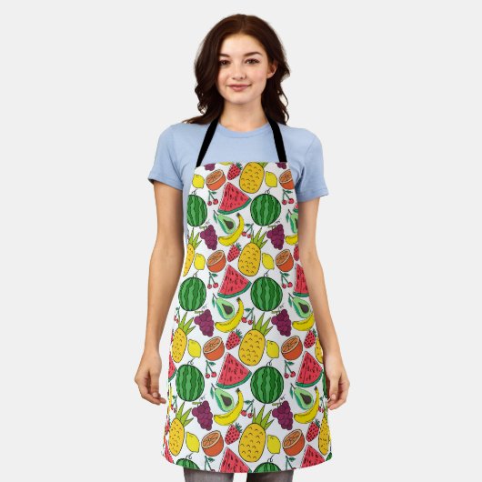Fruit seamless pattern | Fruit surface pattern 37 エプロン (着用した状態)
