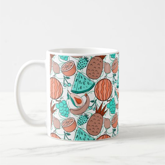 Fruit seamless pattern | Fruit surface pattern 39 コーヒーマグカップ (左)
