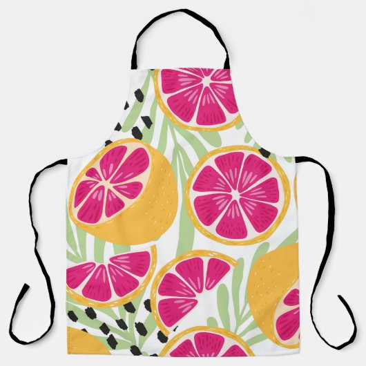 Fruit seamless pattern, grapefruit with tropical l エプロン (正面)