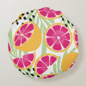 Fruit seamless pattern, grapefruit with tropical l ラウンドクッション (裏面)