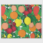 Fruit seamless pattern, hand drawn sketch, orange, ラッピングペーパー (フラット)