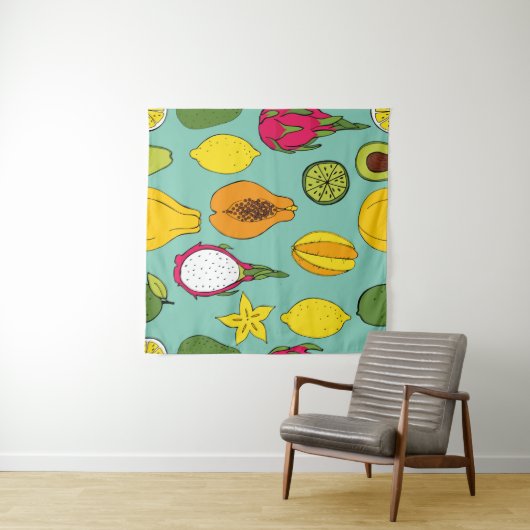 Fruit. Seamless vintage pattern タペストリー (インサイチュ(横))
