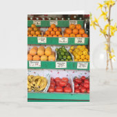 Fruit Stand, Columbus Avenue，ニューヨーク，ニューヨーク カード (黄色い花)