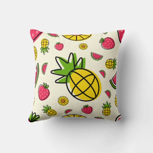 Fruit themed pineapple, strawberry, watermelon クッション (裏面)