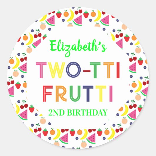 Fruit Two-tti Frutti 2nd Birthday Sticker ラウンドシール (正面)