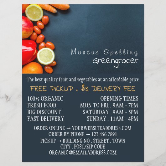 Fruit & Vegetables, Greengrocer Advertising チラシ (正面)