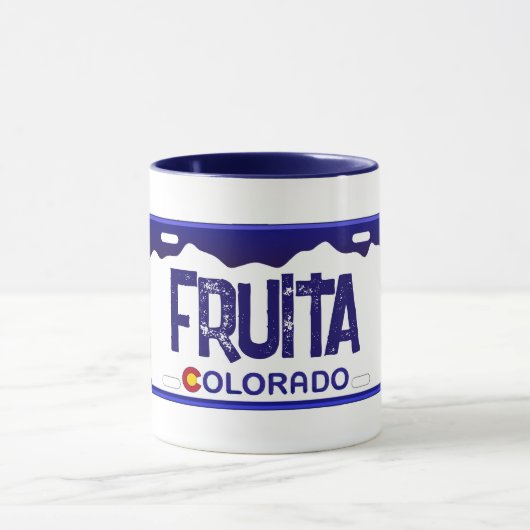 Fruita Coloradoブルーライセンスプレートmag マグカップ (中央)