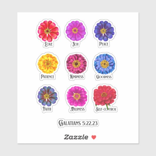 Fruitage of the spirit With Zinnias  シール (シート)