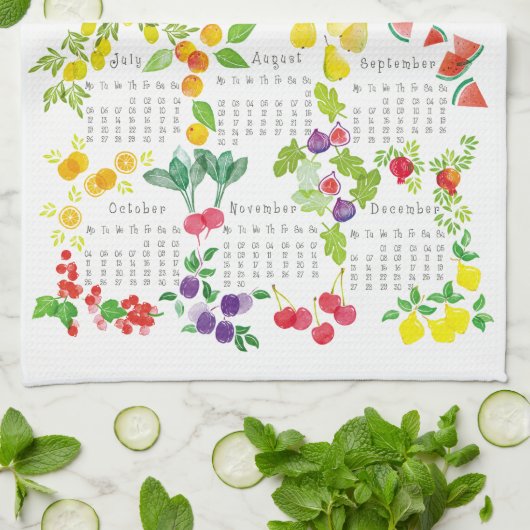 Fruits and Veggies - Calendar 2021 キッチンタオル (折り畳み)