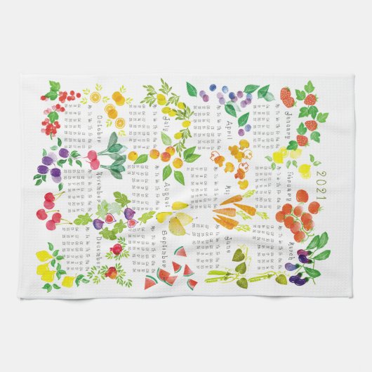 Fruits and Veggies - Calendar 2021 キッチンタオル (横)
